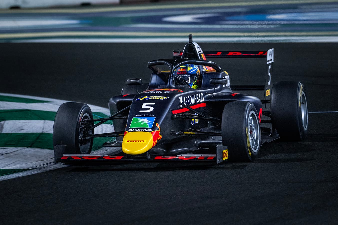 First win in F4. Scott Kin Lindblom Red Bull Junior Driver wins at Jeddah Corniche Circuit in the F4 Saudi Arabian Championship 11 Nov 2025. Photo: Akl Yazbeck/F4 Saudi Arabia